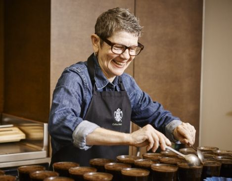 Learn the 4 steps of tasting coffee inside the Starbucks Coffee Cupping Room in the company's Seattle headquarters
