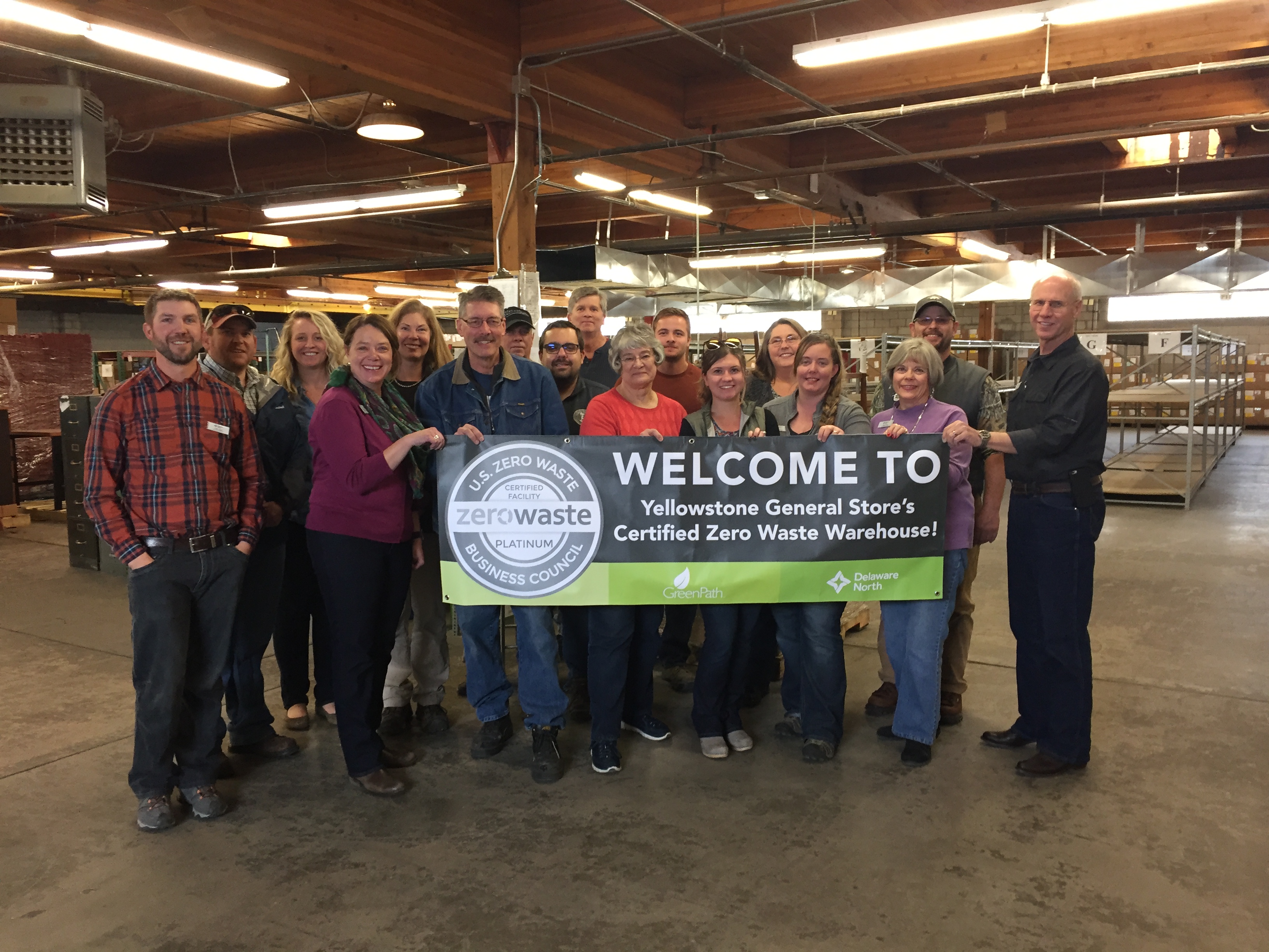 Delaware North's Yellowstone General Stores warehouse awarded Zero Waste Certificate by the U.S. Zero Waste Business Council