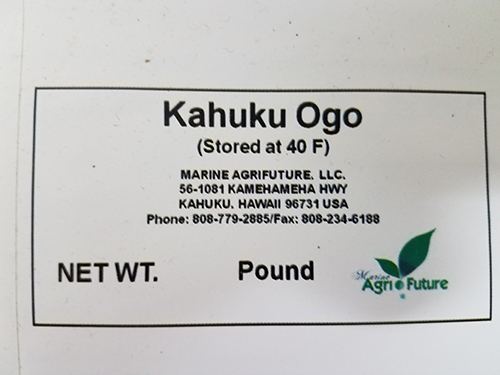 Marine Agrifuture recalls “Kahuku Ogo”, “Robusta Ogo” and "Kahuku Sea Asparagus" due to potential contamination of Salmonella 
