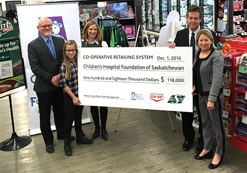 Co-op-Roughrider Game Day Approved partnership donates $118,000 to the Children’s Hospital Foundation of Saskatchewan