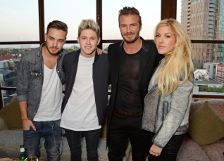 H&M David Beckham party Copyright: 2014 Dave Benett Description: Liam Payne, Niall Horan, David Beckham and Ellie Goulding at David Beckham For H&M Swimwear private launch at Shoreditch House on May 14, 2014 in London, England. 