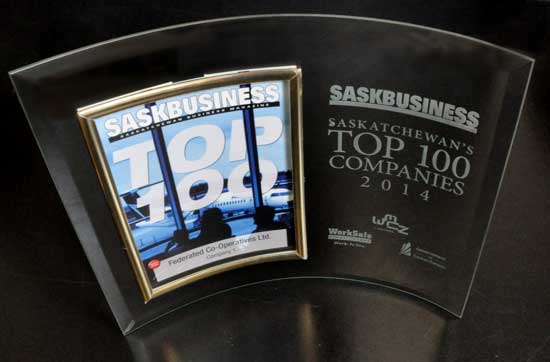 Federated Co-operatives Limited remains the largest Saskatchewan company in SaskBusiness Magazine’s 2014 ranking of the province’s top 100 businesses 