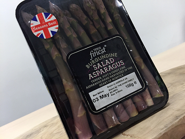 A new variety of asparagus Burgundine will be sold exclusively by Tesco 