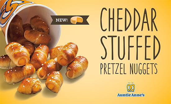Auntie Anne’s announces the arrival of new limited-time only menu item, the Cheddar Stuffed Pretzel Nuggets   