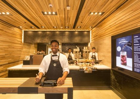 Starbucks opens its first-ever express format store at 14 Wall Street New York 