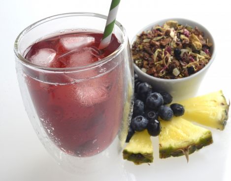 Free 16-ounce Pineapple Berry Blue iced tea on National Iced Tea Day at Teavana® 