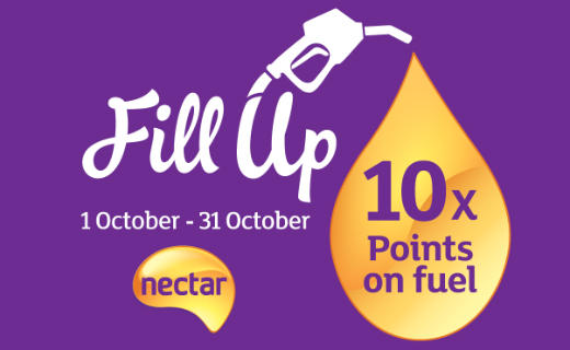 10 Nectar points for every litre of fuel purchased at Sainsbury’s, 1-31 October 