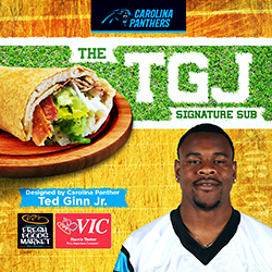 Carolina Panthers’ Ted Ginn Jr. teams up with Harris Teeter to debut his personally designed signature sub sandwich on Oct. 20 