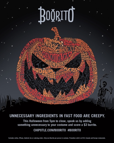 Chipotle says unnecessary additives are creepy for this year's Boorito fundraiser. (Photo: Business Wire)