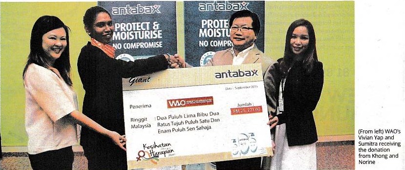 ANTABAX raised funds for Women's Aid Organisation (WAO) in collaboration with Malaysian retailer Giant