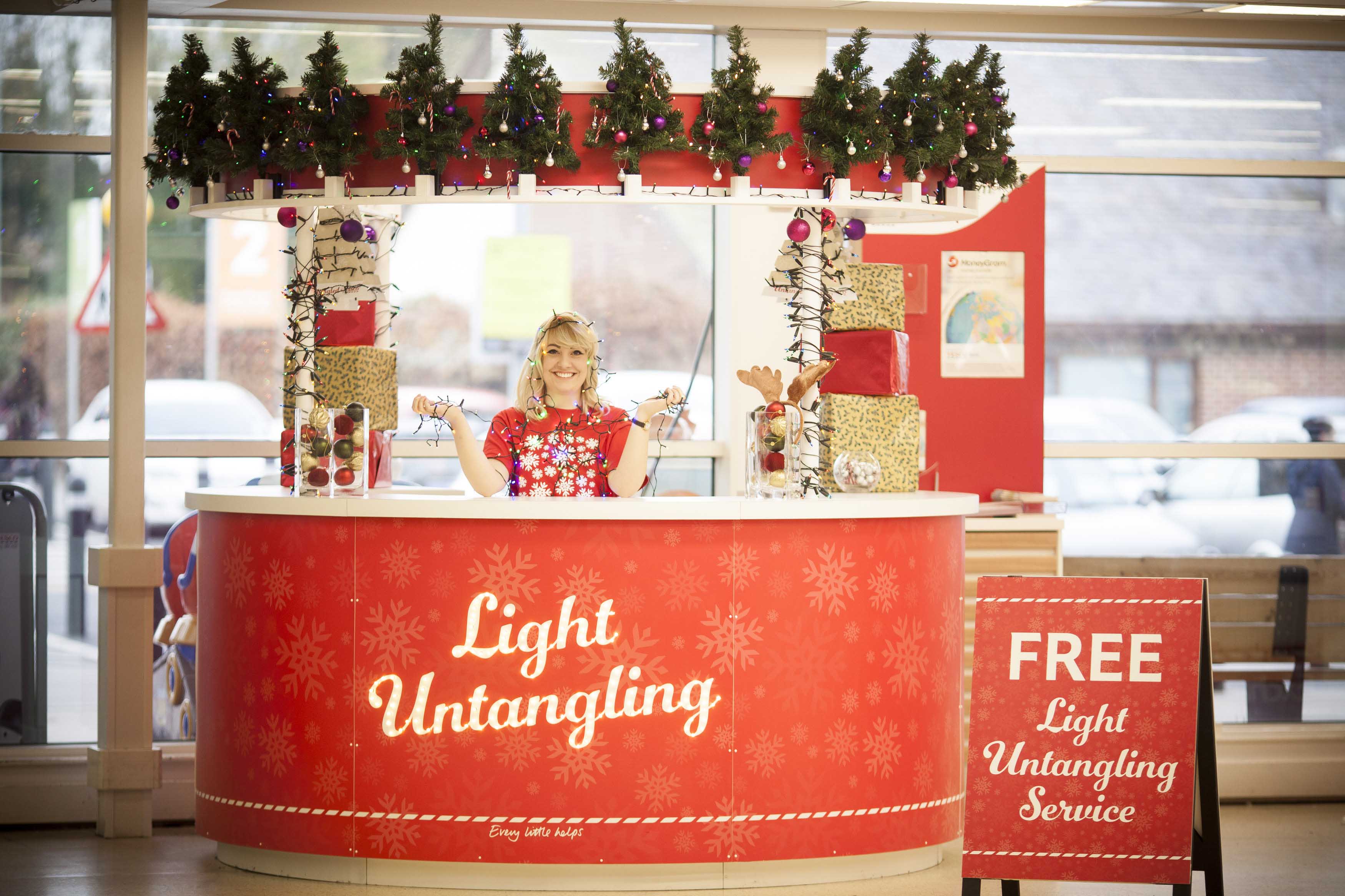 Tesco Extra store in Wrexham, North Wales hires UK’s first ever Christmas Tree Lights Untangler, Anya Mugridge 