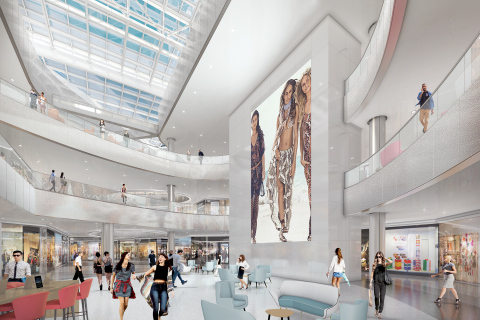 Beverly Center's re-imagined Center Court features a continuous skylight ribbon that will bathe the center in natural light (Photo: Business Wire)