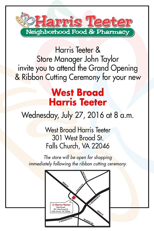 Harris Teeter announces opening of its Falls Church, VA location on July 27, 2016