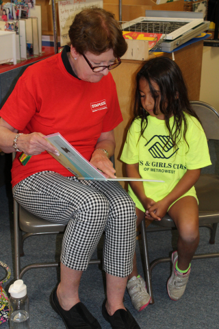 Staples volunteers to participate in reading sessions with local youth as part of Boys & Girls Clubs of America’s Summer Brain Gain program 