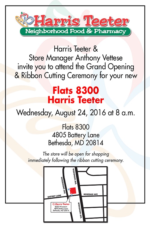 Harris Teeter to welcome shoppers to its Flats 8300 in Bethesda, MD on August 24, 2016