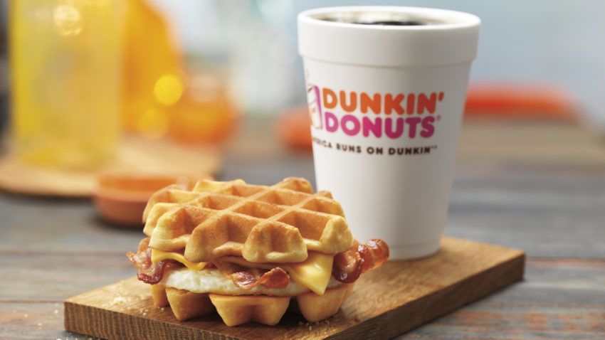 New Belgian Waffle Breakfast Sandwich at Dunkin’ Donuts restaurants nationwide 