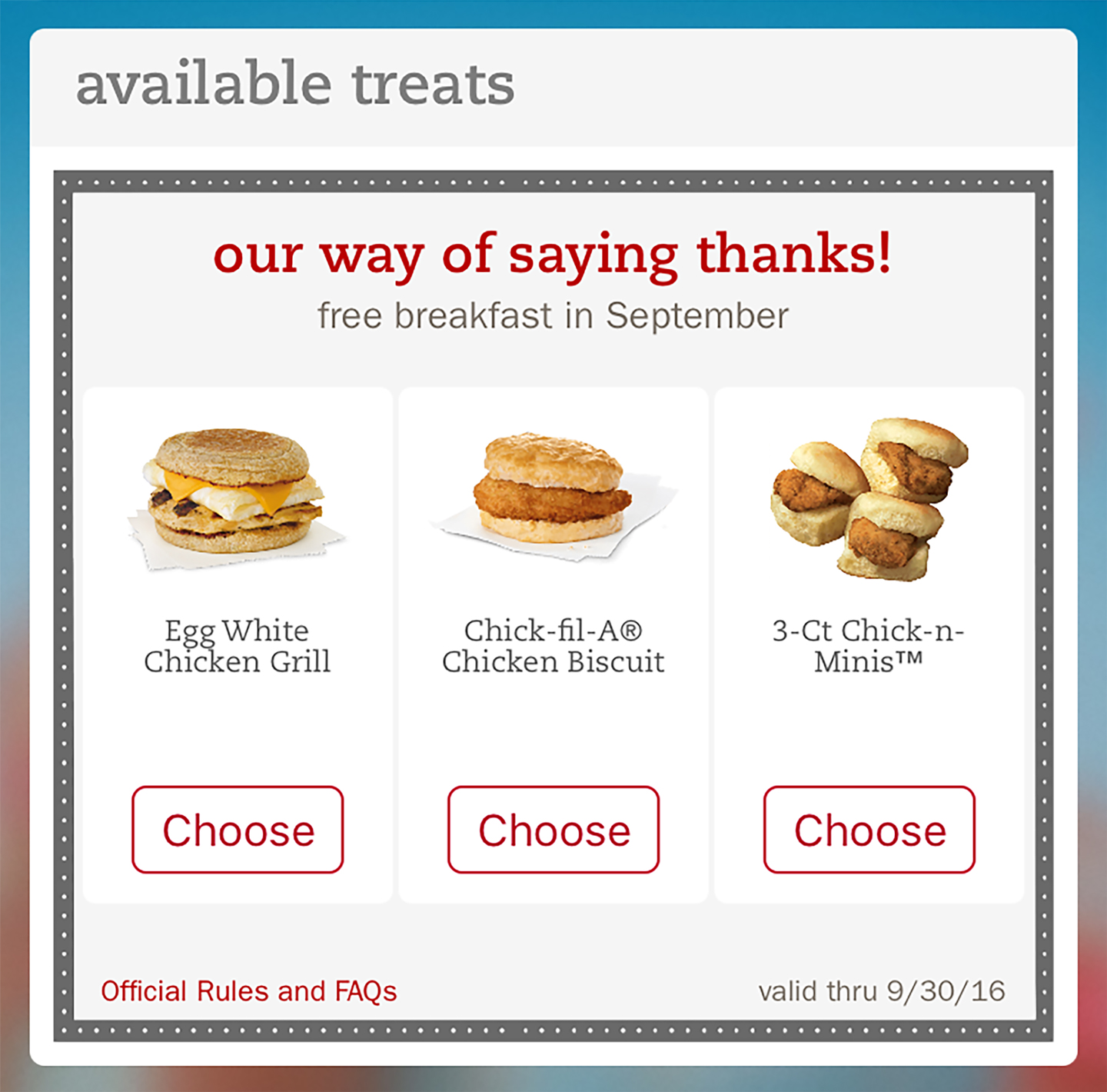 Chick-fil-A® thanks Chick-fil-A One™ mobile app users with free breakfast reward this month 