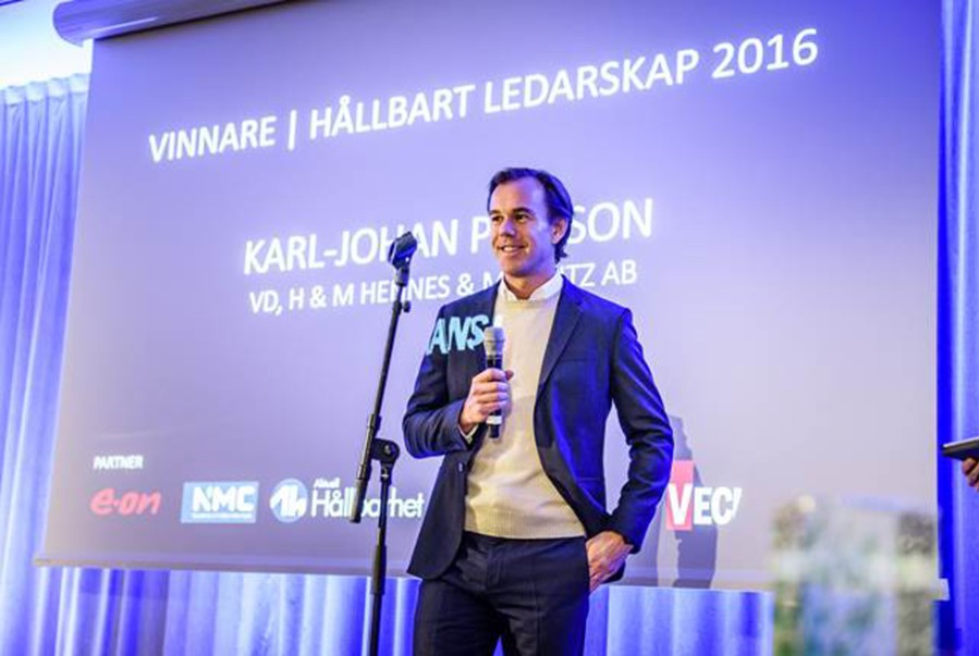 H&M CEO Karl-Johan Persson awarded Sustainable Leadership Award by NMC Nätverket för Hållbart Näringsliv 