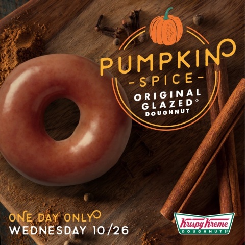 Krispy Kreme Doughnuts to make Pumpkin Spice Original Glazed doughnuts for National Pumpkin Day 