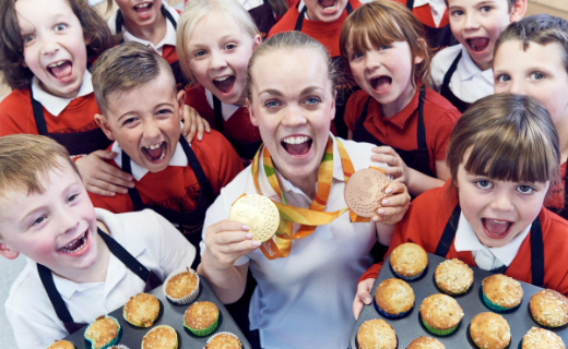 Paralympic gold medalist Ellie Simmonds OBE opens brand new cookery centre at Knypersley First School in Staffordshire a