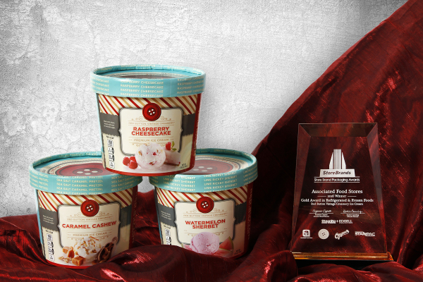 Red Button Vintage Creamery Ice Cream wins the 2016 Store Brand Packaging Gold award 