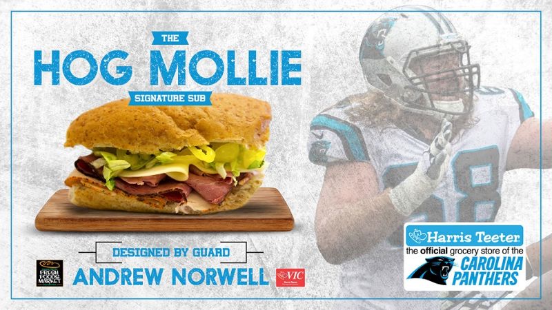 Carolina Panthers’ Andrew Norwell and Harris Teeter debut “Hog Mollie” signature sub sandwich 